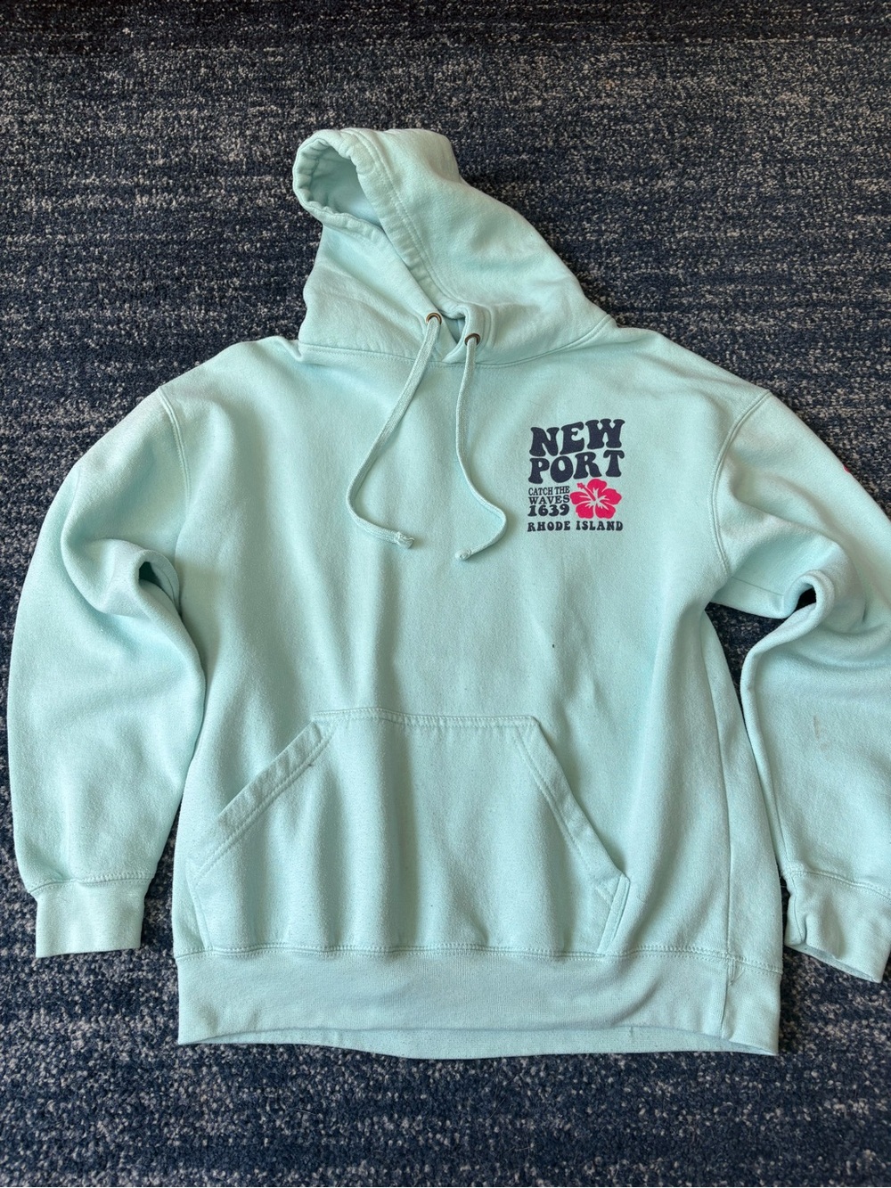Pacifica Kids Mint Green Hooded Sweatshirt with Pink Hibiscus